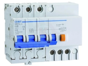 Прекъсвач автоматичен с дефектнотокова защита NB1L 3P+N C32A, 30mA, 6kA Chint