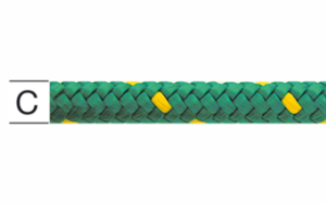 Въже синтетично полипропилен плетено зелено/жълто ф8мм 16жилно опън 700кг Vormann